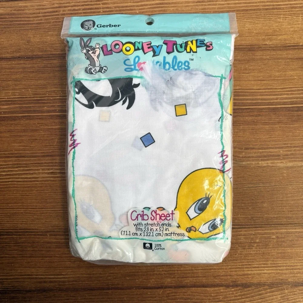 Vintage 1993 Looney Tunes Lovables Tweety Sylvester Crib Sheet NOS Sealed USA